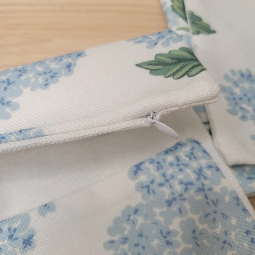 New Hydrangea Throw Pillow Covers Set of 2 16x16 Blue White Floral Zipper Decor